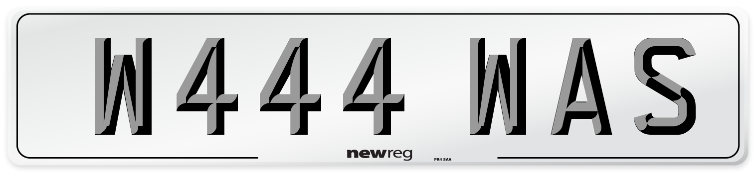 W444 WAS Number Plate from New Reg